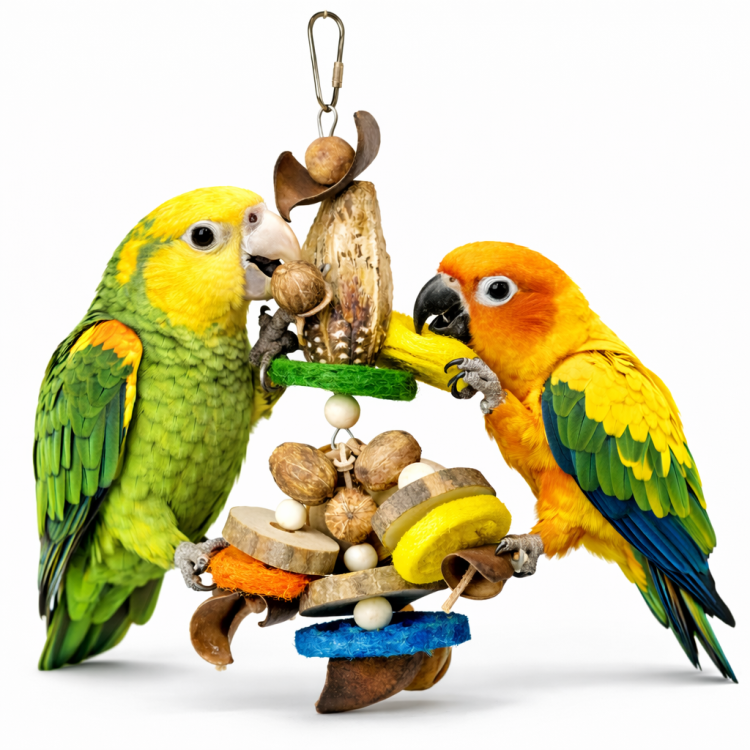 Hanging Nuts | Zabawa do żerowania z naturalnych materiałów dla papug od ParrotPlanet.pl