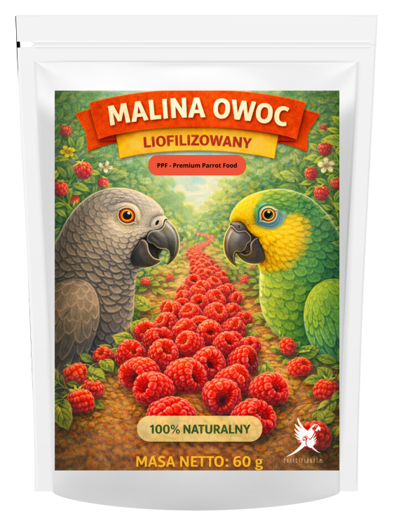 Premium Parrot Food – Healthy Garden Raspberry – Liofilizowana Malina dla wszystkich papug 60g od ParrotPlanet.pl