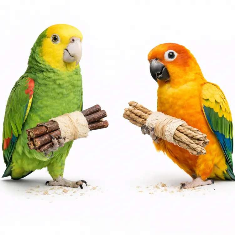 Naturalne Patyki z tykwą 2 szt. 10 cm – zabawka do skubania dla papug  od ParrotPlanet.pl