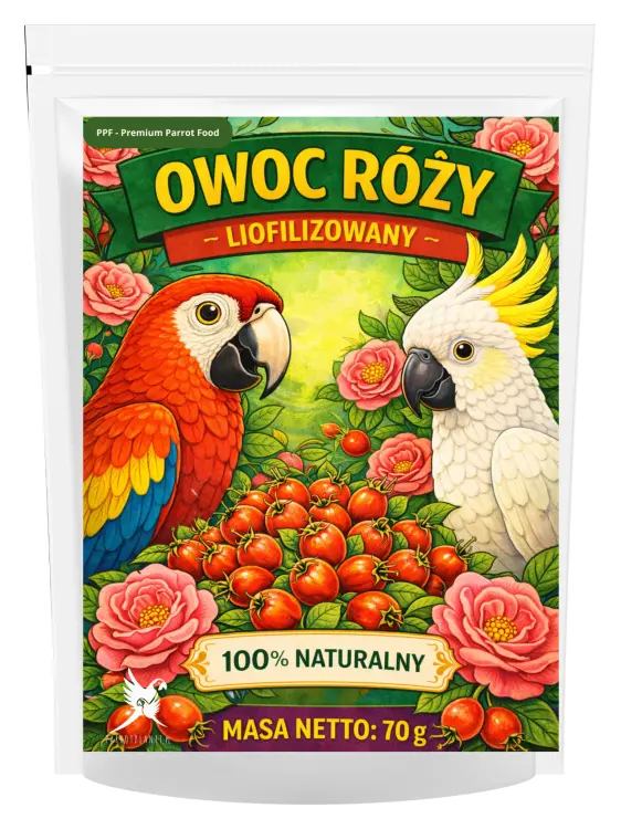 Premium Parrot Food – Healthy Garden Rosehip – Liofilizowany Owoc Dzikiej Róży dla wszystkich papug 70g od ParrotPlanet.pl
