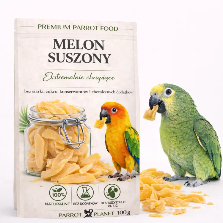 Premium Parrot Food | Naturalnie Suszony Melon| Zdrowy Smakołyk dla wszystkich papug 100g od ParrotPlanet.pl