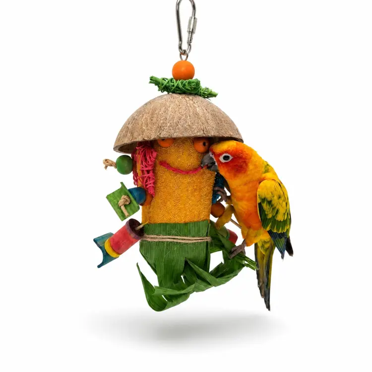 Luffa Man | naturalna zabawka dla średnich i większych papug | 30 x 16 x 10 cm od ParrotPlanet.pl