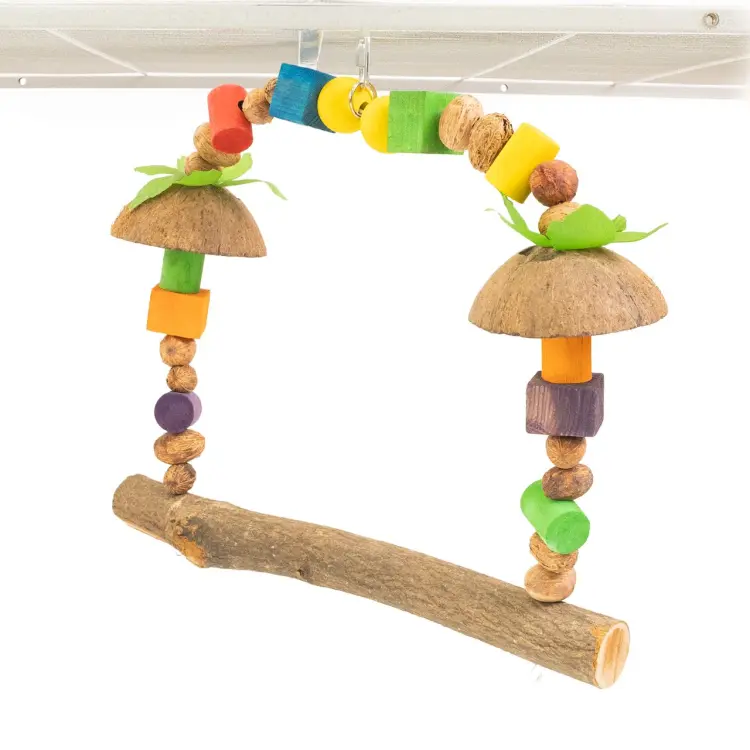 Coconut Canopy Swing – naturalna huśtawka z kokosem dla papug 45 × 41 × 13 cm od ParrotPlanet.pl
