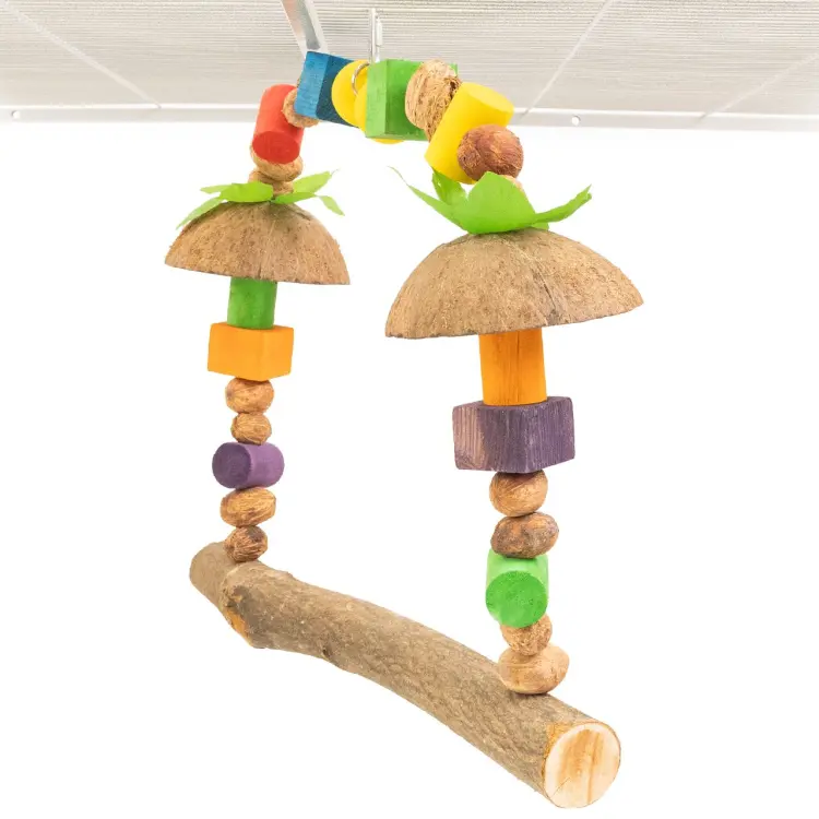 Coconut Canopy Swing – naturalna huśtawka z kokosem dla papug 45 × 41 × 13 cm od ParrotPlanet.pl