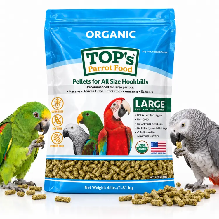 TOP'S Parrot Pellets for All Size Hookbills – organiczny granulat dla średnich i dużych h papug – 1,81 kg od ParrotPlanet.pl