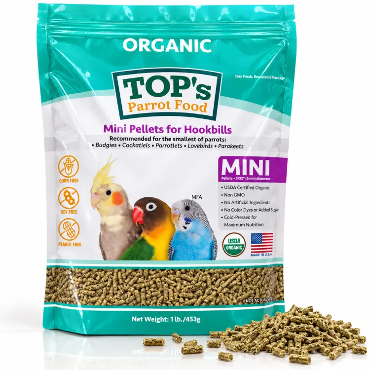Top's Organic Parrot Food - Mini - Granulat dla nimf i innych małych papug 453g od ParrotPlanet.pl