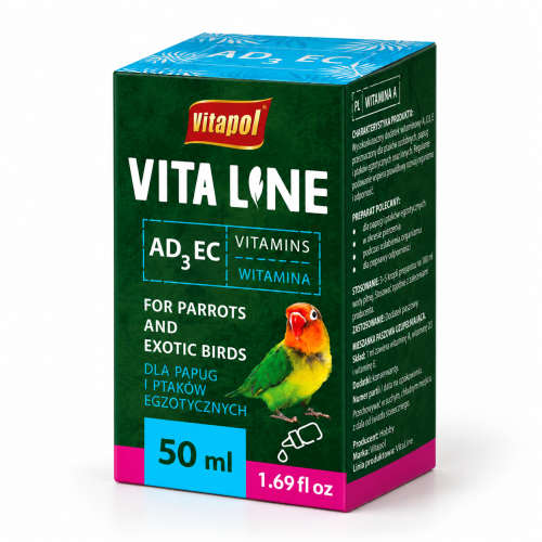 Vitapol Vitaline AD3EC – Witaminy A, D3, E i C dla Papug i Ptaków Egzotycznych 50 ml  od ParrotPlanet.pl