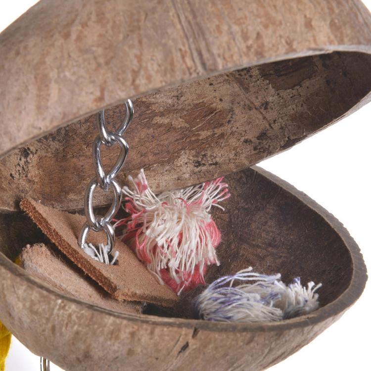 Kokosowa Niespodzianka- zabawka dla średnich i większych papug od ParrotPlanet.pl